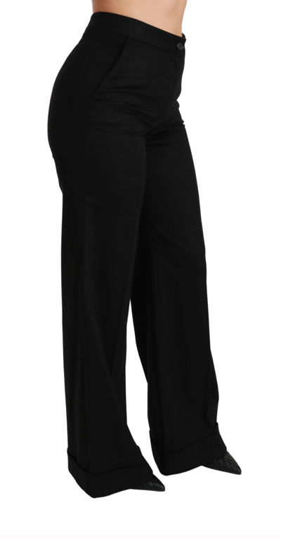 Shop Dolce & Gabbana Black Wide Leg Flared Trouser Cashmere Women's Pants