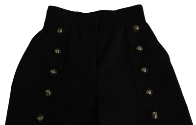 Shop Dolce & Gabbana Black Wide Wool Leg Cropped Trouser Women's Pant
