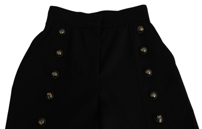 Dolce & Gabbana Black Wide Wool Leg Cropped Trouser Pant In Black