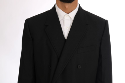 Shop Dolce & Gabbana Black Wool Double Breasted Slim Fit Men's Suit