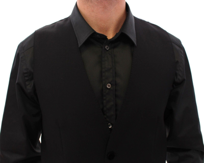 Shop Dolce & Gabbana Black Wool Formal Dress Vest Gilet Men's Weste
