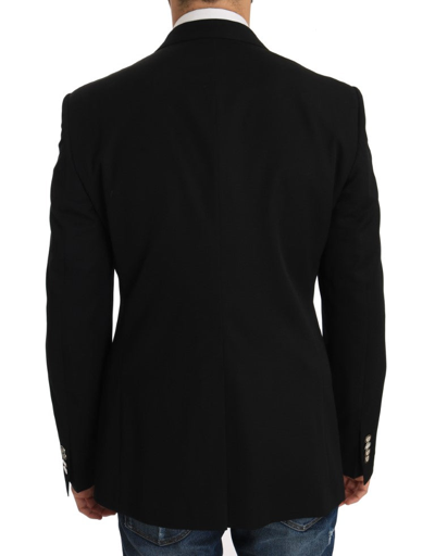 Shop Dolce & Gabbana Black Wool Martini Coat Of Arms Blazer Men's Jacket