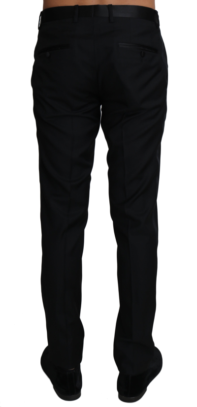 Shop Dolce & Gabbana Black Wool Silk Dress Formal Trousers Men's Pants
