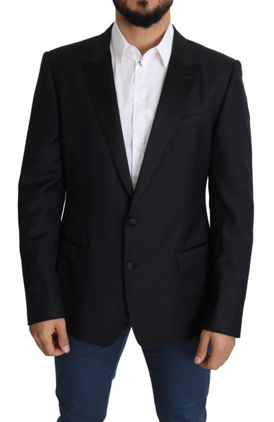 Shop Dolce & Gabbana Elegant Black Virgin Wool Silk Blend Men's Blazer