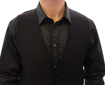 Shop Dolce & Gabbana Black Wool Single Breasted Vest Men's Gilet