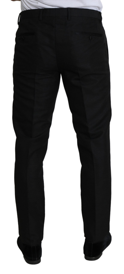 Shop Dolce & Gabbana Elegant Wool Blend Slim Dress Men's Pants In Black