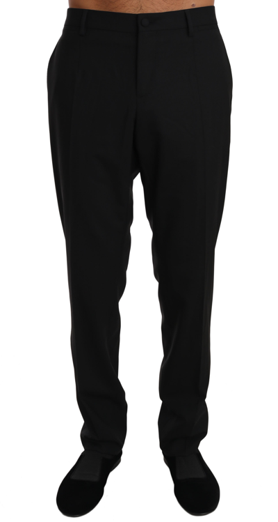 Shop Dolce & Gabbana Black Wool Stretch Dress Trousers Men's Pants