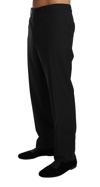 Shop Dolce & Gabbana Black Wool Stretch Formal Men's Trousers