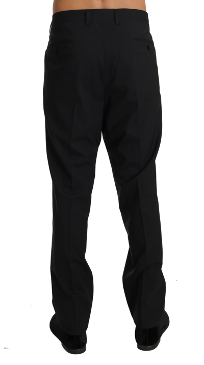 Shop Dolce & Gabbana Black Wool Stretch Formal Men's Trousers