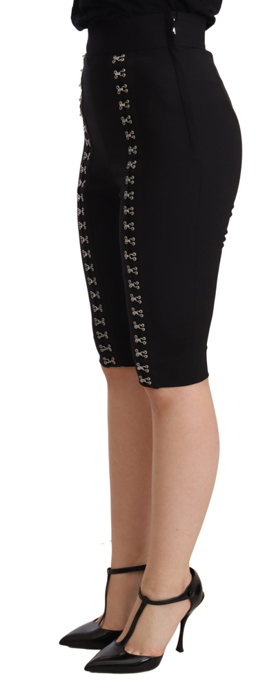 Shop Dolce & Gabbana Black Wool Stretch Slim Fit High Waist Women's Shorts