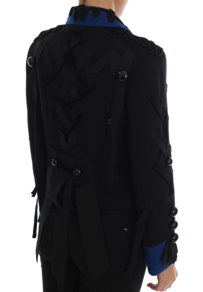 Shop Dolce & Gabbana Black Wool Trench Women's Jacket