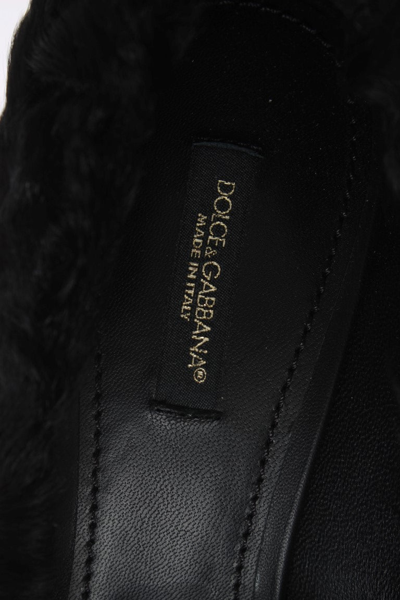 Shop Dolce & Gabbana Black Xiangao Lamb Fur Leather Women's Pumps