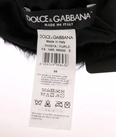 Shop Dolce & Gabbana Black Xiangao Lamb Fur Women's Beanie
