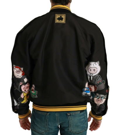 Shop Dolce & Gabbana Black Year Of The Pig Bomber Men's Jacket