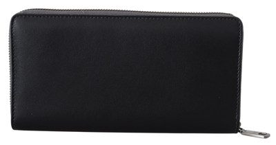 Shop Dolce & Gabbana Elegant Textured Leather Zip-around Men's Wallet In Black And Gray