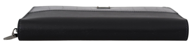 Dolce & Gabbana Black Zip Around Continental Clutch Leather Wallet In Black And Gray