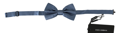 Shop Dolce & Gabbana Elegant Blue Silk Bow Men's Tie