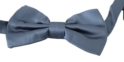 Shop Dolce & Gabbana Elegant Blue Silk Bow Men's Tie