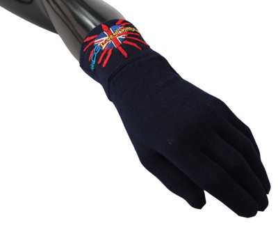 Dolce & Gabbana Blue #dgloveslondon Embroidered Wool Gloves In Blue