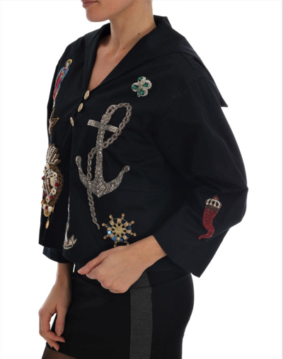 Shop Dolce & Gabbana Blue Crystal Mamma Sicily Women's Jacket