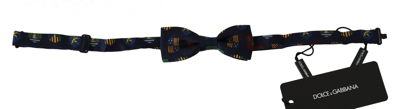 Shop Dolce & Gabbana Exquisite Silk Bow Tie In Blue Flags Men's Print