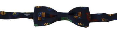 Shop Dolce & Gabbana Exquisite Silk Bow Tie In Blue Flags Men's Print