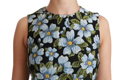 Shop Dolce & Gabbana Blue Floral Brocade Gown Shift Women's Dress In Multicolor