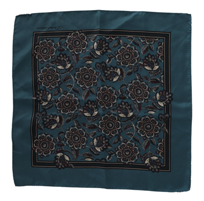 Shop Dolce & Gabbana Blue Floral Silk Square Handkerchief Men's Scarf