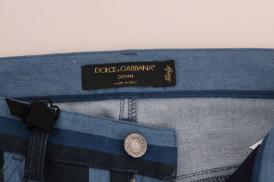 Shop Dolce & Gabbana Blue Girly Striped Cotton Women's Jeans