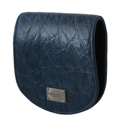 Shop Dolce & Gabbana Elegant Blue Caimano Leather Condom Case Men's Wallet