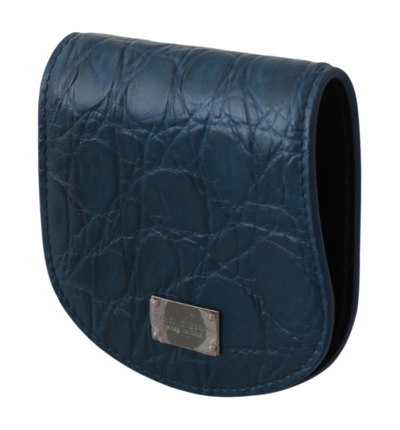 Shop Dolce & Gabbana Sleek Blue Caimano Condom Case Men's Wallet