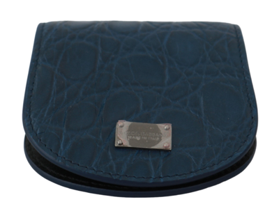 Shop Dolce & Gabbana Sleek Blue Caimano Condom Case Men's Wallet