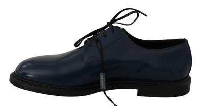 Shop Dolce & Gabbana Blue Leather Marsala Derby Formal Men's Shoes