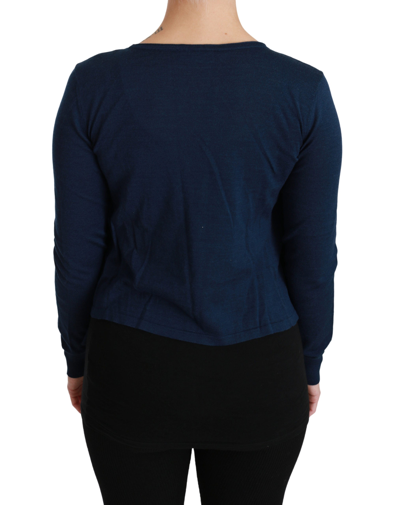 Shop Dolce & Gabbana Blue Long Sleeve Cardigan Vest Cashmere Women's Sweater