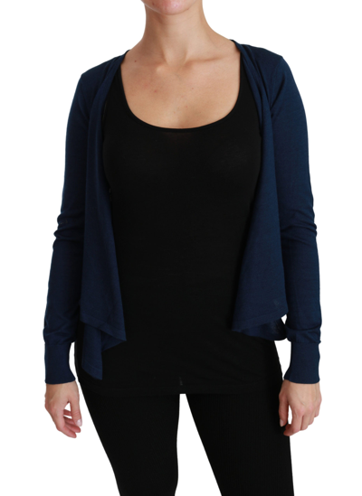 Shop Dolce & Gabbana Blue Long Sleeve Cardigan Vest Cashmere Women's Sweater