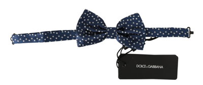 Shop Dolce & Gabbana Elegant Silk Polka Dot Bow Men's Tie In Blue