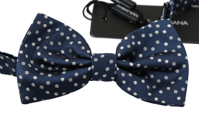 Shop Dolce & Gabbana Elegant Silk Polka Dot Bow Men's Tie In Blue