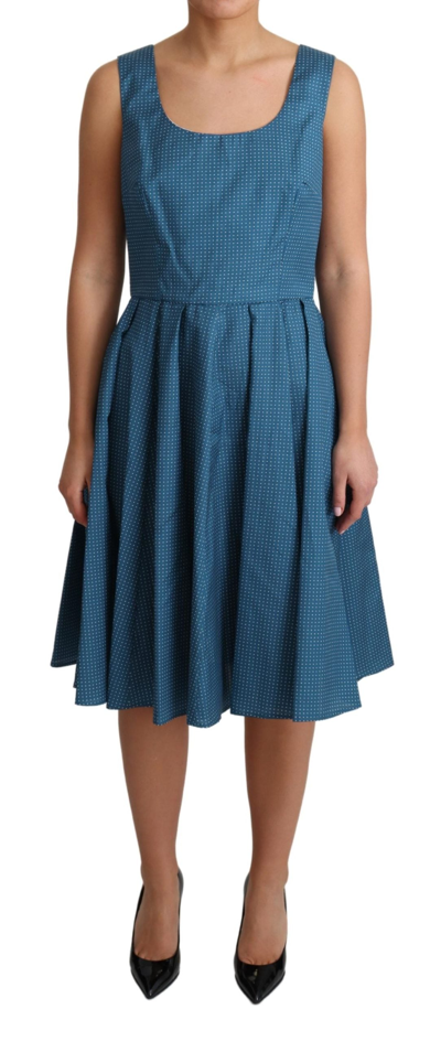 Shop Dolce & Gabbana Blue Polka Dotted Cotton A-line Women's Dress