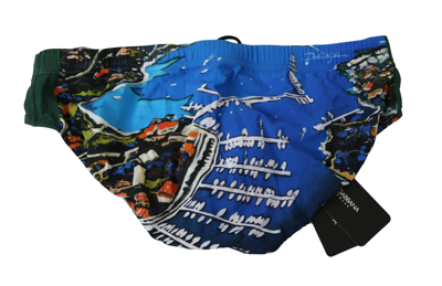 Shop Dolce & Gabbana Blue Portocervo Beachwear Briefs Nylon Men's Swimwear