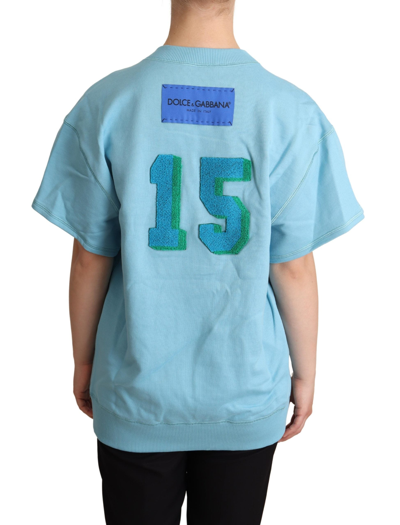 Dolce & Gabbana Blue Queen Of Hearts Card Sweater T-shirt In Light-blue