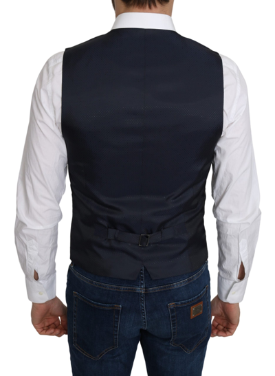 Shop Dolce & Gabbana Elegant Blue Silk-blend Formal Men's Vest