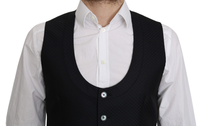 Shop Dolce & Gabbana Elegant Blue Silk-blend Formal Men's Vest