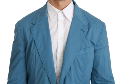 Shop Dolce & Gabbana Elegant Blue Cotton Formal Men's Blazer