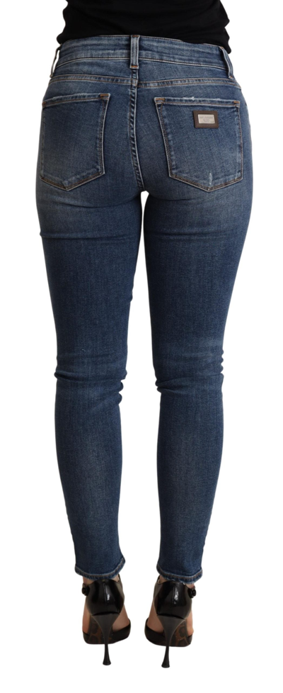 Shop Dolce & Gabbana Blue Skinny Denim Cotton Stretch Trouser Women's Jeans