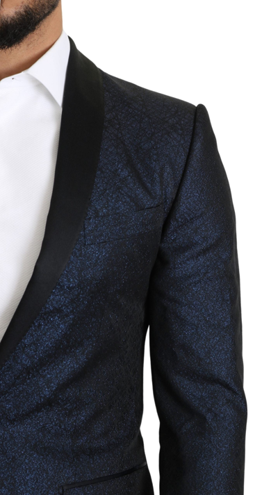 Shop Dolce & Gabbana Elegant Martini Blue Slim Fit Men's Blazer