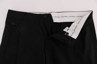 Shop Dolce & Gabbana Blue Striped Wool Stretch Men's Pants