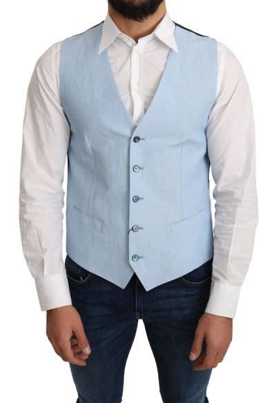 Shop Dolce & Gabbana Elegant Azure Men's Formal Men's Vest In Blue