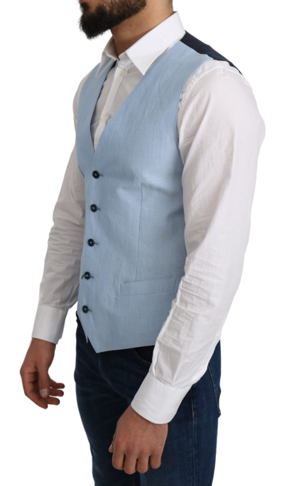 Shop Dolce & Gabbana Elegant Azure Men's Formal Men's Vest In Blue