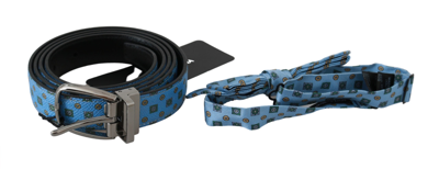 Shop Dolce & Gabbana Blue Waist Men Leather Tie Silk Belt And Men's Tie.