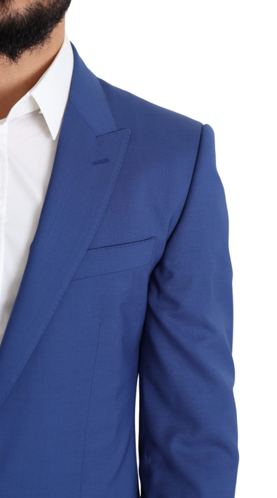 Shop Dolce & Gabbana Exquisite Blue Wool Martini Blazer Men's Jacket